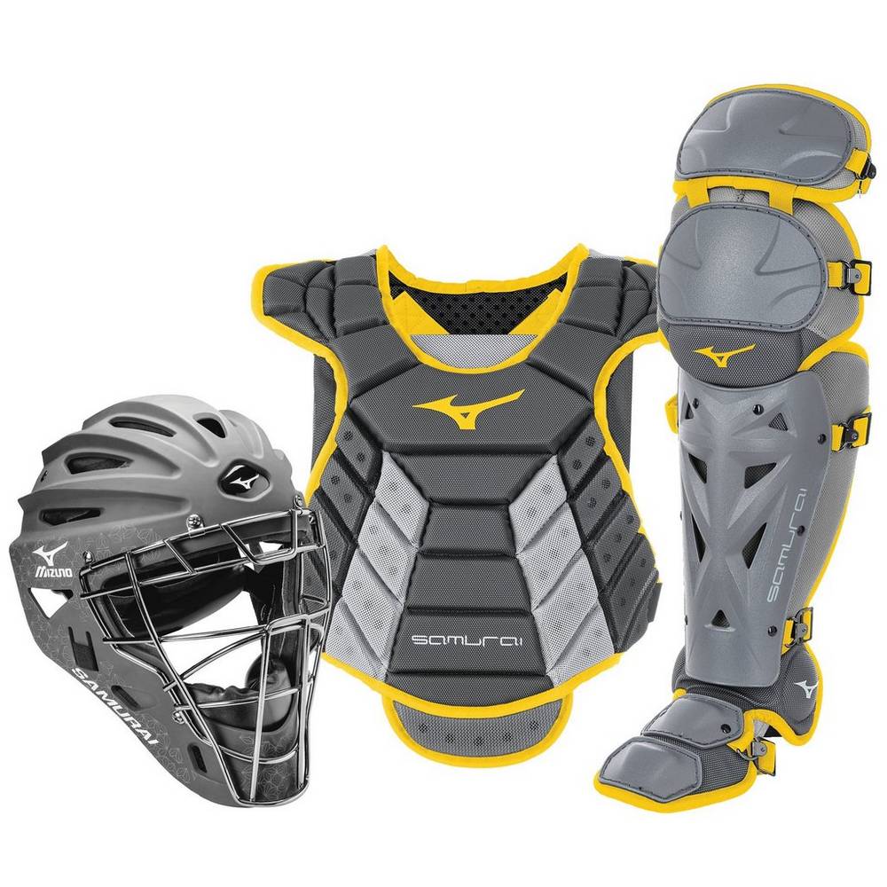 Mizuno Women's Samurai Boxed Catcher’s Gear Set (14-15") Grey/Yellow (380421-QXO)